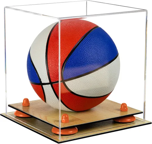 Vista 134 de Better Display Cases Mini acrílico - Miniatura (no tamaño completo) Baloncesto vitrina con elevadores negros y espejo (A015-BR)