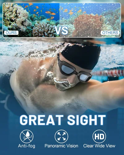 Vista 5 de Gafas de natación polarizadas, gafas de natación unisex para adultos, antivaho, anti UV, vista amplia, gafas de piscina para hombres y mujeres