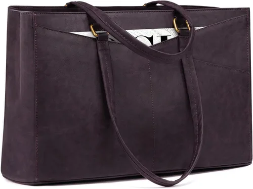 Vista 18 de LOVEVOOK Bolsa para Laptop para Mujeres, Bolsa de Mano para Laptop de 15.6 Pulgadas para Mujeres, Bolsas de Mano de Trabajo de Cuero Vintage