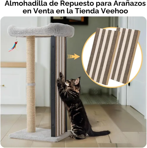 Vista 8 de Veehoo Poste Rascador de Gatos de 35" de Altura para Gatos de Interior Adultos, Almohadilla Rascadora para Gatos Robusta con Marco de Metal