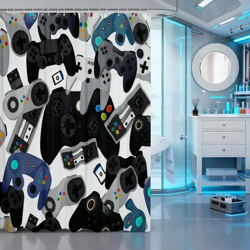 Vista 9 de Cortina de ducha de sirena, decoración de baño con escala de acuarela, habitación para niños y niñas, mujeres, caricaturas, delfín, pulpo
