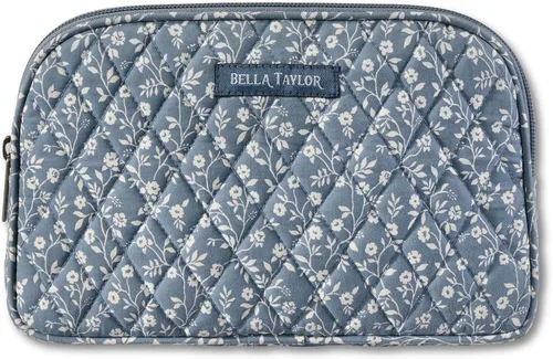 Vista 16 de Bella Taylor Bolsa de maquillaje de algodón acolchada grande para mujeres, bolsa de cosméticos de viaje