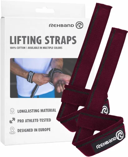 Vista 9 de Rehband Correas de levantamiento para entrenamiento de fuerza, 1 par de correas de fitness, 100% algodón, soporte de agarre de 22.0 in