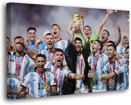 Vista 22 de SpiritualHands Lionel Messi - Póster en lienzo de Messi Argentina, póster de fútbol de Leo Messi para dormitorio de niños, 8 x 12 pulgadas, listo