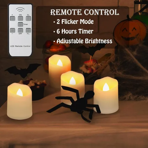 Vista 2 de FPOO Velas de té recargables sin llama con temporizador y control remoto, 12 velas votivas LED parpadeantes con 2 cables de carga USB, vela falsa