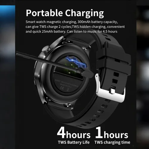 Vista 5 de Reloj inteligente con auriculares, relojes inteligentes TWS 2 en 1, reloj inteligente con pantalla AMOLED colorida de 1.43 pulgadas para Android