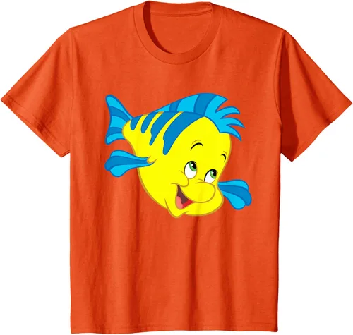 Vista 76 de Disney Camiseta de disfraz de cara grande de la Sirenita Flounder Sidekick