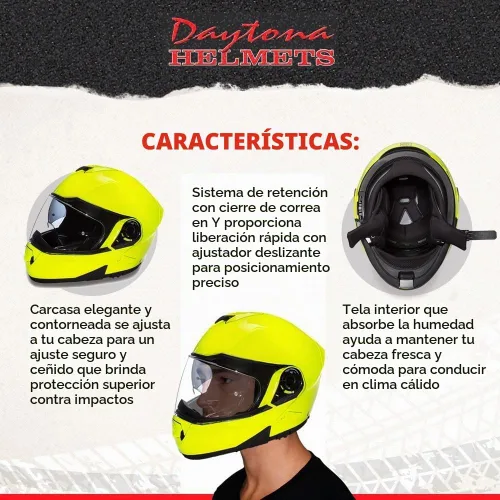 Vista 5 de Daytona Helmets Glide - Casco modular de motocicleta – Casco de motocicleta abatible aprobado por DOT – Casco de motocicleta de cara completa listo