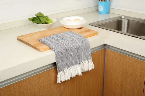 Vista 7 de Juego de 4 toallas de cocina de 100 % algodón, para el gimnasio de los huéspedes, color negro