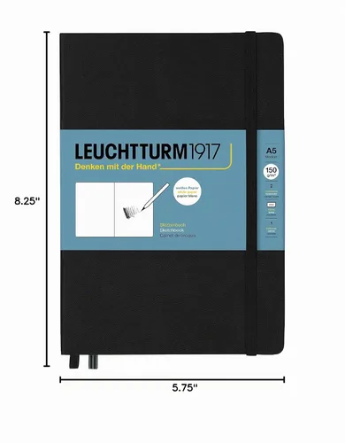 Vista 2 de Leuchtturm1917 - Medium A5 Hardcover Sketchbook (Black) - 112 Pages of 150g/m² Paper Negro