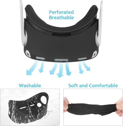 Vista 3 de VR Silicone Cover Set for Quest 2, VR Shell Protector Cover+Silicone Face Cover+Lens Protector +Controller Grips Cover+Thumb Button Cap+Cleaning
