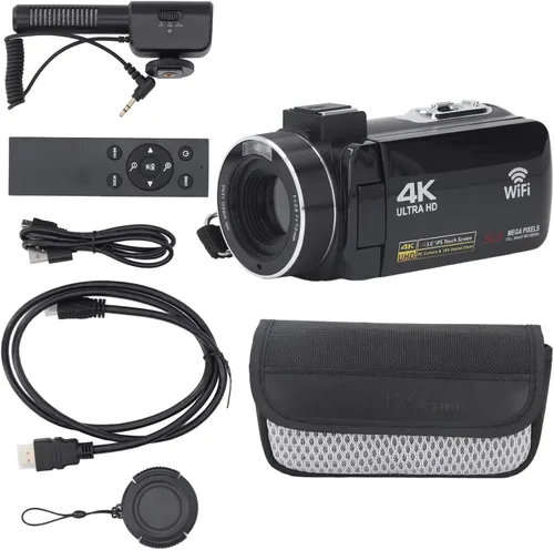 Vista 6 de Luqeeg Videocámara digital, videocámara de video 4K Ultra HD, zoom digital de 18X, cámara de vlogging de 48MP con pantalla táctil de 3 pulgadas