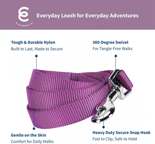 Vista 65 de Blueberry Pet - Correa Essentials clásica para perro con más de 20 colores, duradera, doble asa y de cuerda