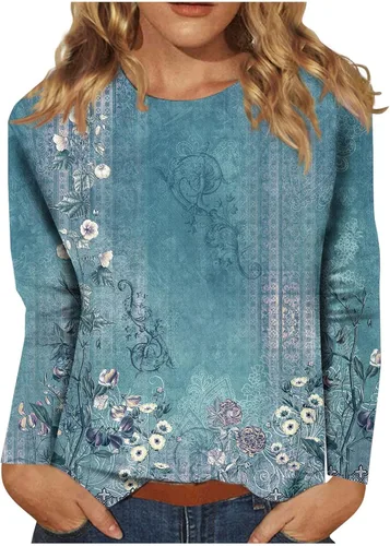 Vista 17 de Blouses for Women 2025 Three Quarter Sleeve Round Neck T Shirt Hawaiian Printing Trendy Fashion Beach Tops