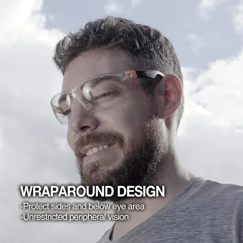 Vista 6 de DEX FIT Gafas de seguridad SG210N – Antivaho y resistentes a los arañazos Z87.1 protección ocular, patillas ajustables y agarre antideslizante