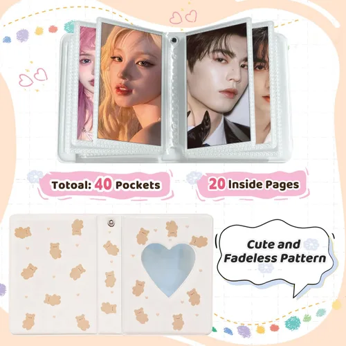Vista 2 de Carpeta para tarjetas fotográficas Kpop de 3 pulgadas, bonito álbum de fotos, portátil, álbum de tarjetas de fotos Kpop con bonito colgante
