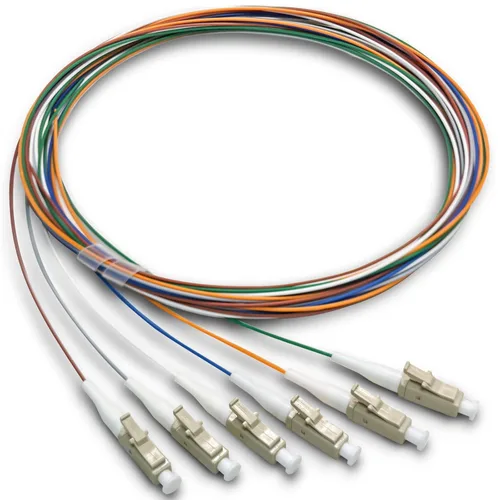 Vista 17 de 6 hilos multimodo OM1 62.5/125 ST-UPC fibra coleta, ST OM1 fibra óptica coleta, incluye 6 mangas de protección de fibra óptica de empalme de fusión