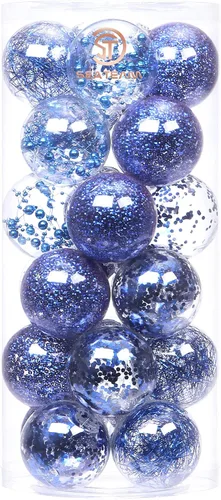 Vista 50 de Sea Team Juego de bolas de Navidad de plástico transparente, inastillables, varios tamaños, bolas decorativas de Navidad con decoraciones delicadas
