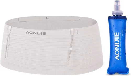 Vista 12 de AONIJIE Cinturón para correr con frasco suave de 8.5 fl oz para mujeres y hombres, ligero y antideslizante, se adapta a todos los tamaños de Negro