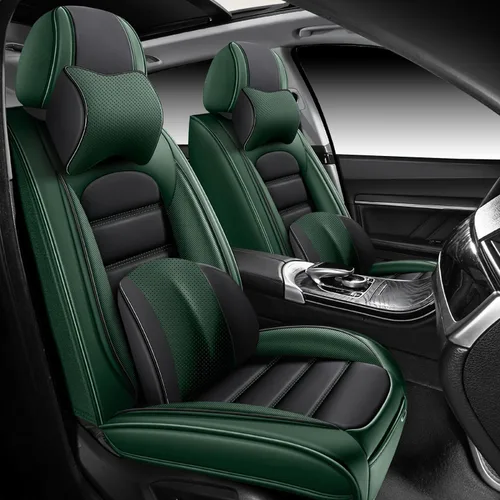 Vista 19 de Fundas de asiento para Chevrolet Chevy Aveo 2004-2011, funda de asiento de automóvil de piel sintética, compatible con bolsa de aire, protector