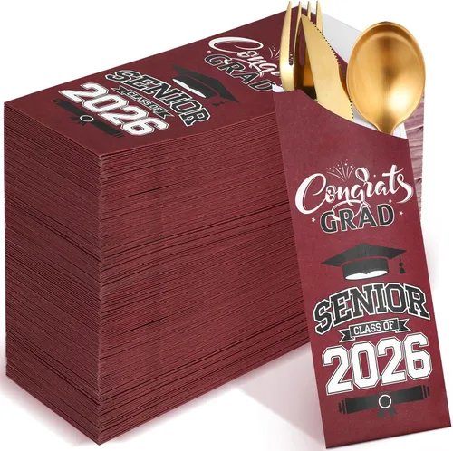 Vista 8 de Ireer 100 bolsas de papel para cubiertos de papel, fundas para utensilios de cocina para fiesta de graduación, decoración de mesa de centro de mesa