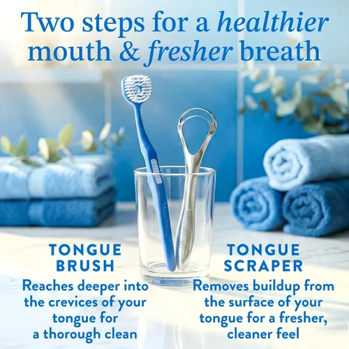 Vista 8 de Mouthology Cepillo de Lengua y Raspador de Lengua (Paquete Combo), Reduce el Mal Aliento y Mejora la Higiene Oral, Cepillo Raspador de Lengua