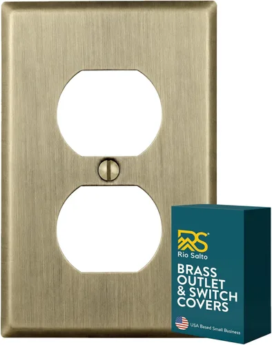 Vista 72 de Rio Salto BRASS Signature Collection MIDSIZE - Placa de pared de metal dorado para interruptor de luz o cubierta de tomacorriente, placa de pared