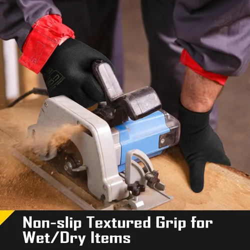 Vista 5 de COOLJOB A3 Cut Resistant Safety Work Gloves with Nitrile Grip, Touchscreen & Flexible for Gardening Fishing Construction