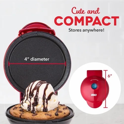 Vista 5 de DASH Mini Máquina para Hacer Waffles + Plancha, Paquete de 2 Máquina para Waffles + Plancha - Rojo