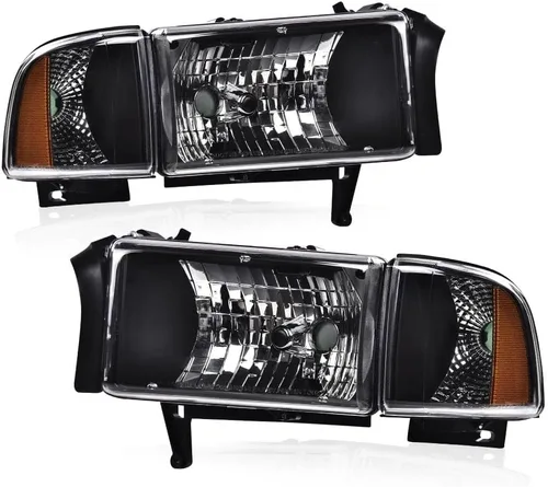 Vista 13 de PIT66 Conjunto de faros LED para Dodge Ram 1500 2500 3500 1994-2002 Reflector ámbar con carcasa negra