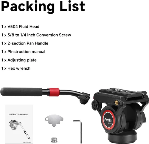 Vista 9 de Avella Cabezal fluido de trípode de video con placa de liberación rápida, ligero y resistente, compatible con Manfrotto, carga máxima de 13.2 lb/6