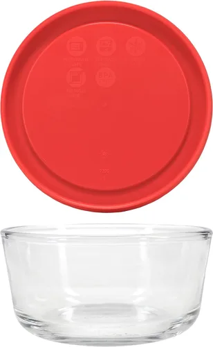 Vista 6 de Pyrex 7200 - Cuencos de vidrio de 2 tazas y tapa roja de 7200 piezas (paquete de 6)