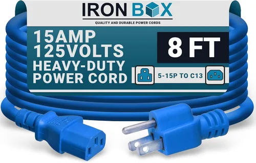 Vista 17 de IronBox Electric - Cable de Alimentación de Servicio Pesado 5-15P a C13 - Cable PC SJT 14/3 de 3 Clavijas 15A 125V - Cable para Computadora