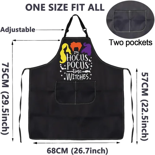 Vista 2 de CMNIM Sanderson Sister Aprons Hocus - Delantal inspirado en la película, regalos para los fanáticos de Winifred, Sarah y Mary Witch, delantal