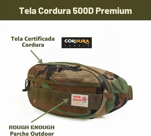 Vista 7 de Rough Enough - Riñonera cruzada para hombre, Camo, Riñonera de camuflaje militar