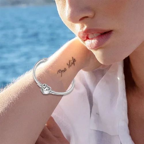 Vista 7 de idudu Snake Charm BraceletChrysanthemum buckle S925 sterling silver Jewelry Snake Chain Bracelet Fit Any Charm Gift for Women Girls