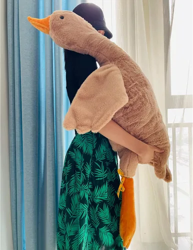 Vista 10 de Tanha Peluche de ganso, suave felpa de ganso, lindo ganso de peluche, animal de peluche de pato, 20 pulgadas, marrón