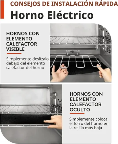 Vista 9 de Revestimientos para horno para la parte inferior del horno - Paquete de 2 alfombrillas grandes de servicio pesado para horno, 17" x 25