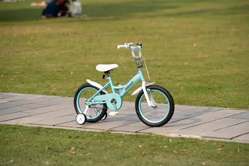 Vista 9 de Bicicleta para niños de 14, 16 y 18 pulgadas para niños y niñas de 3 a 9 años, bicicleta infantil con campana y ruedas de entrenamiento, múltiples