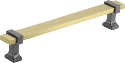 Vista 13 de Amerock Mango de gabinete Cromo negro/Oro cepillado 3-3/4 pulgadas (96 mm) de centro a centro Overton paquete de 1 unidad Jaladera