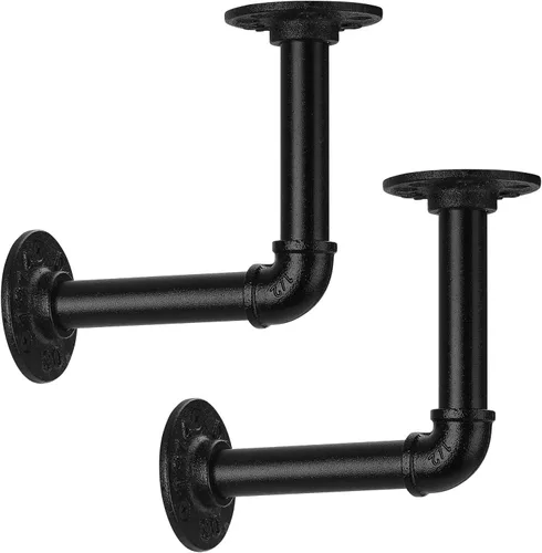 Vista 8 de Soporte de estante de tubo de 1/2 pulgada, soporte de estante flotante montado en la pared, soporte de metal colgante de pared punk de vapor