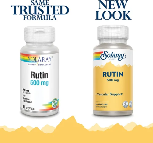 Vista 2 de SOLARAY Rutina - 500 mg por porción, suplemento de rutina para hombres y mujeres, suplemento de bioflavonoides, apoya la salud venosa y vascular