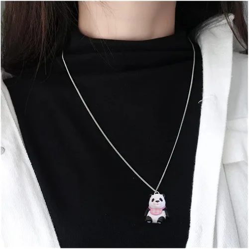 Vista 5 de 3d Panda Necklace Animal Set for Girls and Women, Silver Chain Jewelry Inspired by Cute Panda Corgi Dog Cats, Gift for Pet Lovers