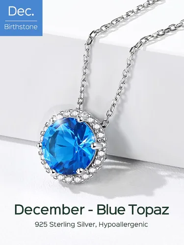 Vista 4 de ChicSilver Collar de plata de ley 925 con forma de corazón, redondo, pera, esmeralda y piedra natal simulada, regalo de cumpleaños para mujeres