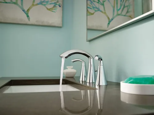 Vista 2 de Moen Glyde T6173BN - Grifo de fregadero de baño moderno de arco alto de 8 pulgadas de níquel cepillado, requiere válvula, T6173BN