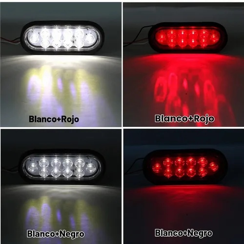 Vista 3 de 6 piezas de luces traseras LED ovaladas para remolque de 6 pulgadas, 10 LED, 4 rojas y 2 blancas, luces traseras LED ovaladas de 6" para parar