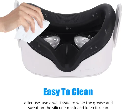 Vista 3 de 3Pcs Set VR Silicone Face Covers for MetaOculus Quest 2,Light-Thin Sweatproof VR Face Pads,Washable Lightproof Anti-Leakage Replacement facepiece