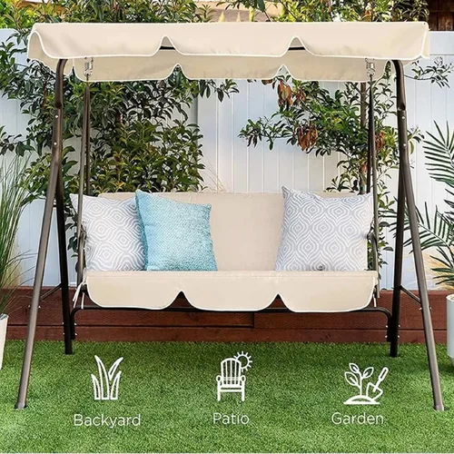 Vista 7 de Juego de funda para toldo de columpio para patio, 76.8 pulgadas de largo x 49.2 pulgadas de ancho, funda de cojín de repuesto 210D impermeable