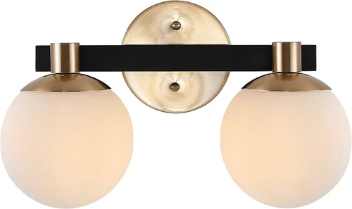 Vista 12 de JONATHAN Y Lámpara de pared LED de 5.75 pulgadas, color latón/negro, 1 luz de globo moderno, pantalla de vidrio esmerilado, lámpara de pared Art