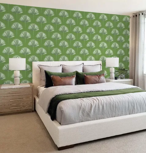 Vista 7 de NextWall Papel tapiz tropical para despegar y pegar de palmera (brote verde)